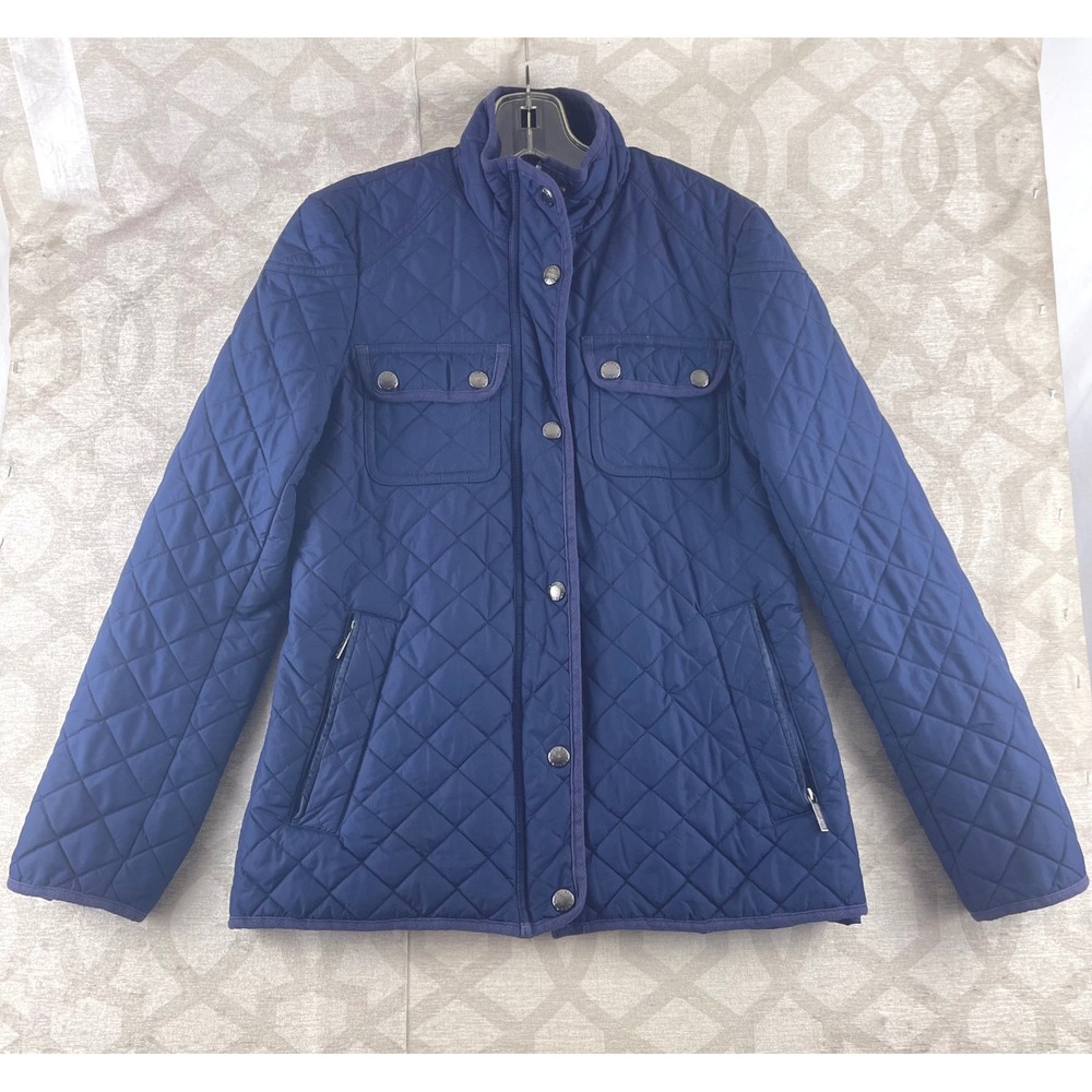 Michael Kors Quilted‎ Snap Button Puffer Jacket Navy Blue Womens Size XS